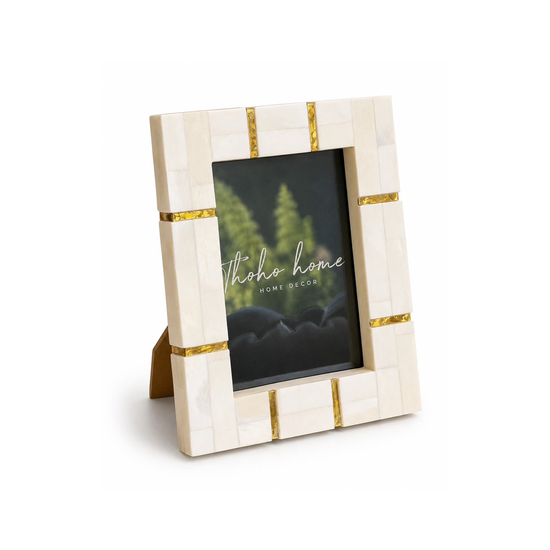 Bone Inlay & Brass Accented Photo Frame