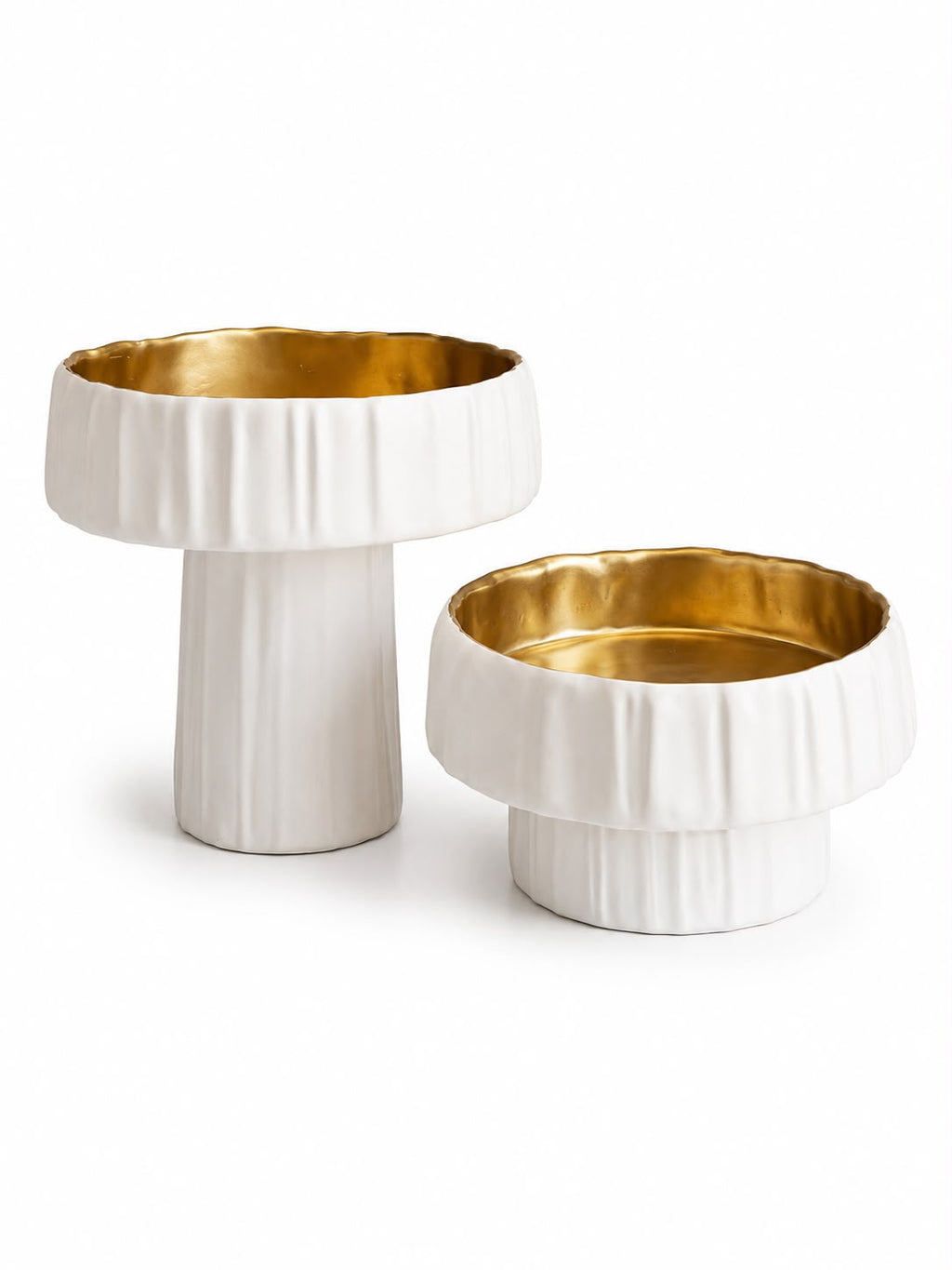 White & Gold Pedestal Bowl (Long)