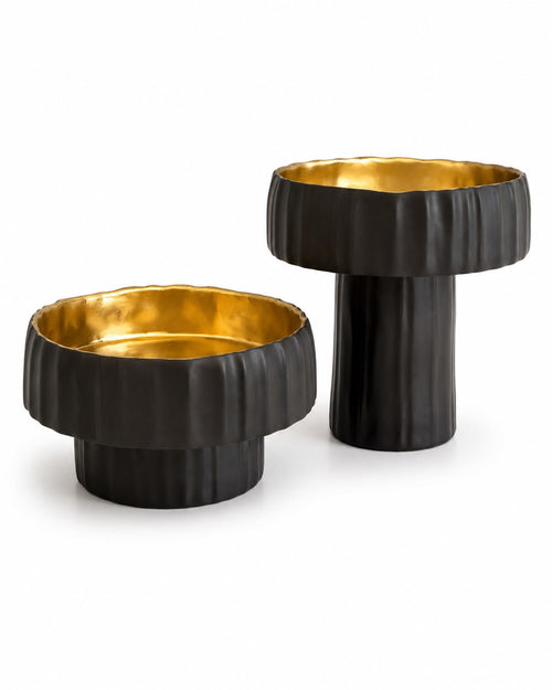 Black & Gold Pedestal Bowl (Long)