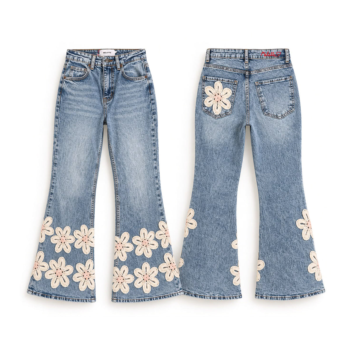 Flower Flare Jeans (Light)