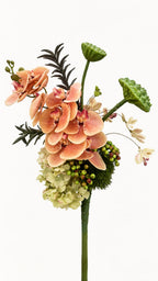 Apricot Orchids & Greens Arrangement