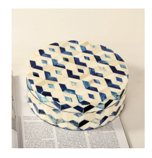 Blue Mosaic Inlay Trinket Box