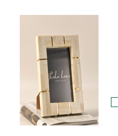Bone Inlay & Brass Accented Photo Frame