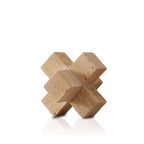 Geometric Travertine Cross Sculpture (Small)